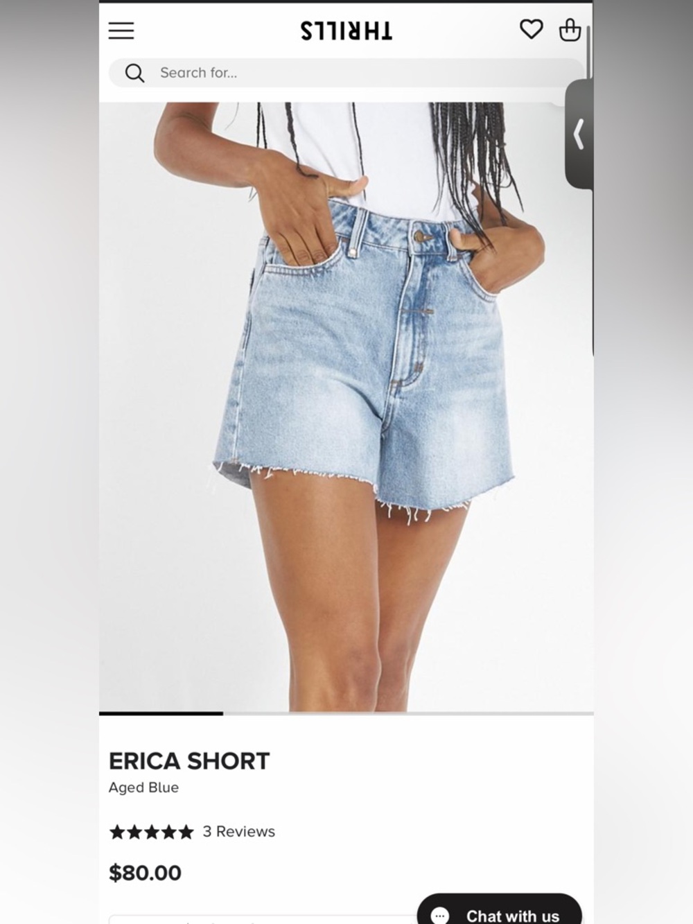 Thrills Erica Classic High-Rise Light Blue Denim Shorts
